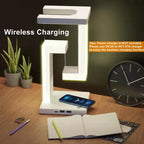 Innovative Floating Desk Lamp with Wireless Charging & USB Port - Perfect Bedside Companion for Your Devices