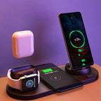 Ultimate 6-in-1 Wireless Charging Dock Station for iPhone and Apple Watch - Fast Charging Pad