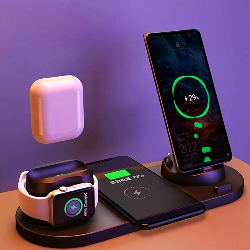 Ultimate 6-in-1 Wireless Charging Dock Station for iPhone and Apple Watch - Fast Charging Pad
